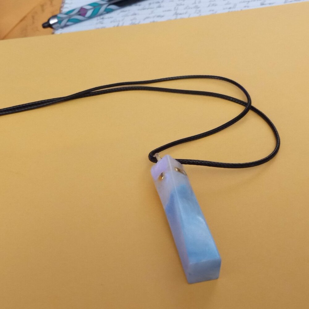 Handmade White and Blue Pendant Necklace